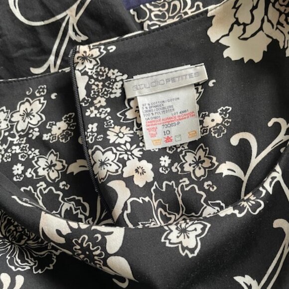 Studio Petite   Sheath Sleeveless Black and White Floral Size 10 - Picture 5 of 7